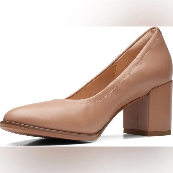 NWT Clarks Women's Freva55 Court Praline Color Leather Pumps 10M - Picture 4 of 15